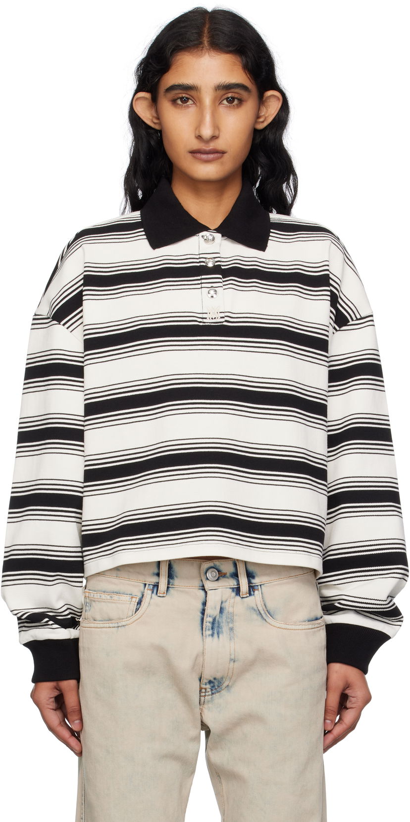 Poolopaita AMIRI AMIRI MA Stripe Oversized Polo Valkoinen | AWJYPO1008