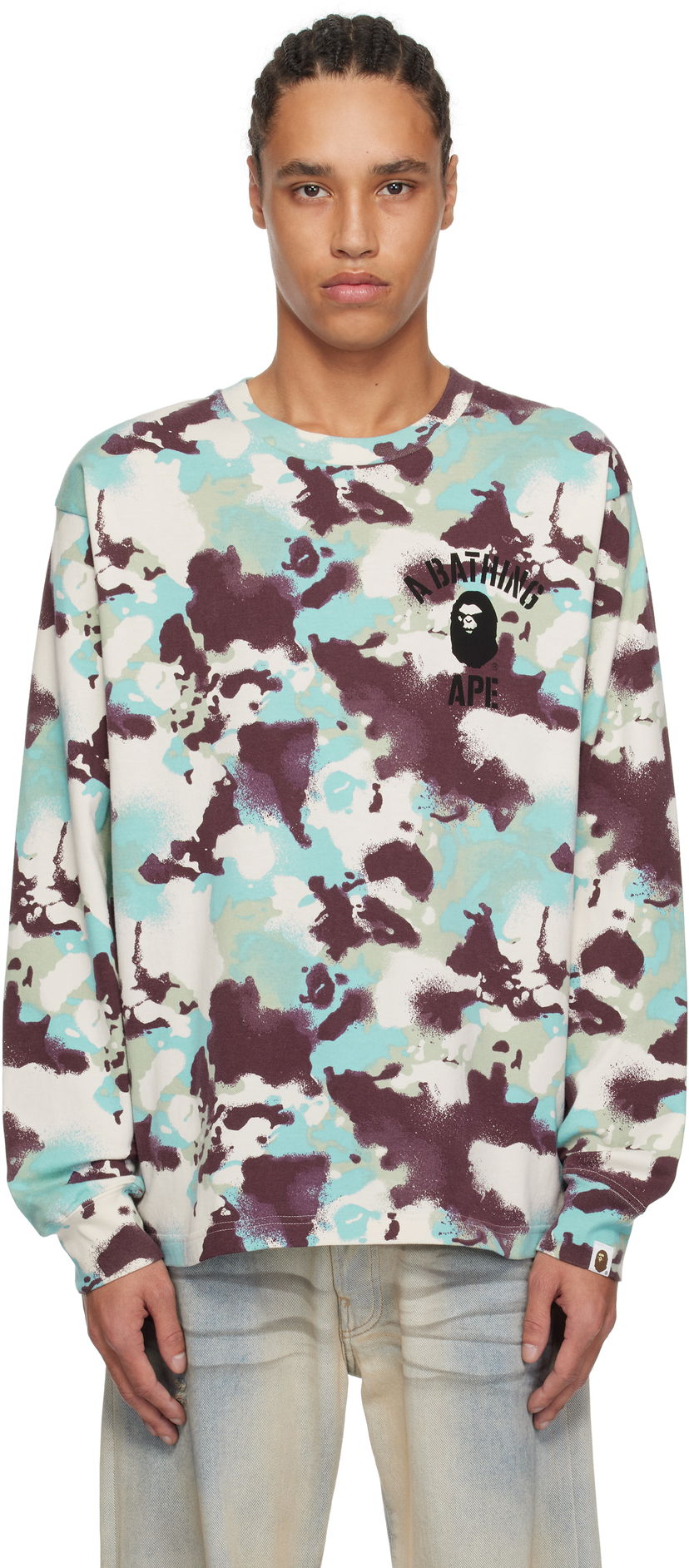 Villapaita BAPE A Bathing Ape Map Camo Long Sleeve T-Shirt Monivärinen | 001LTL301001M
