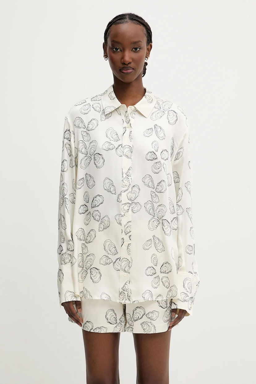 Paita Anine Bing Anine Bing Avalon Relaxed Silk Shirt Valkoinen | A.07.10545