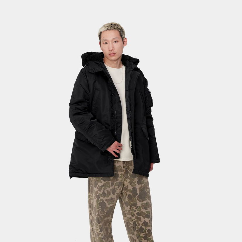 Parka Carhartt WIP Hooded Parka with Faux-Fur Lining Musta | I033929_9
