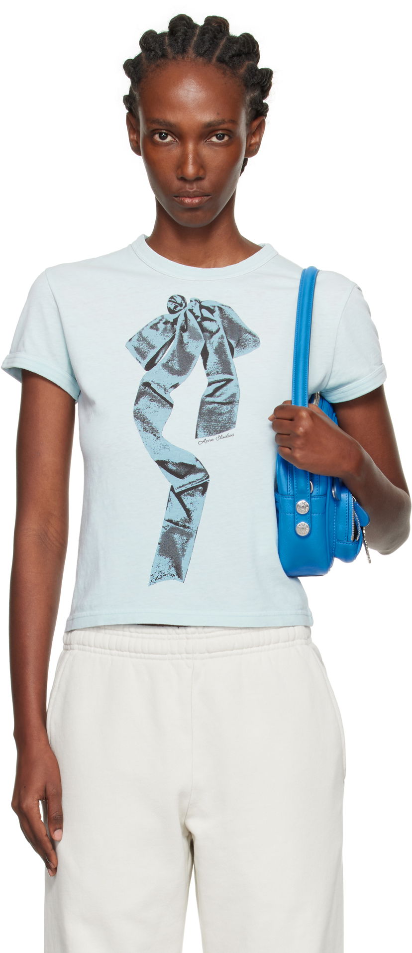 T-paita Acne Studios Acne Studios Print Bow T-Shirt Sininen | AL0497-