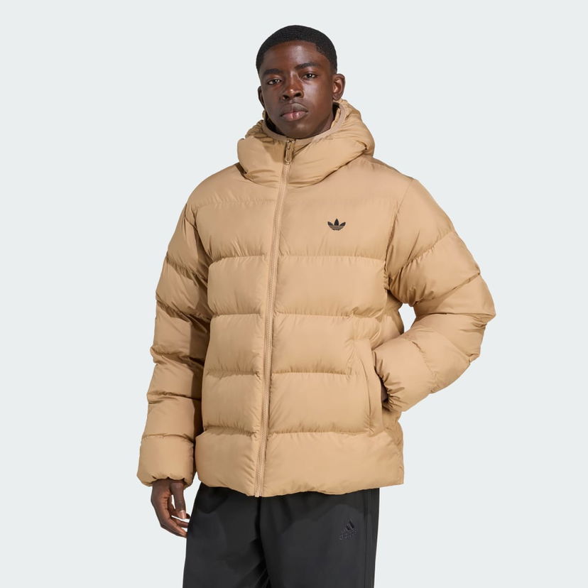 Puffer takki adidas Performance Hooded Puffer Jacket Beige | JX4121