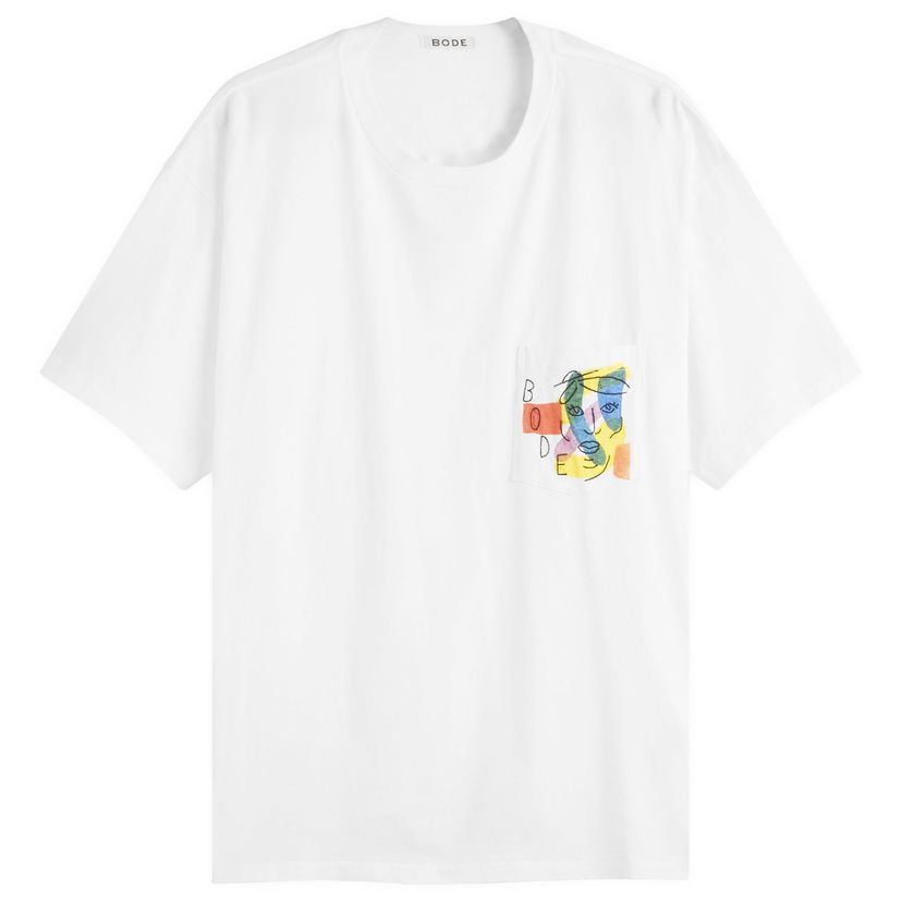 T-paita Bode Bode Portrait Pocket T-Shirt, Size Large Valkoinen | MRF25CS027