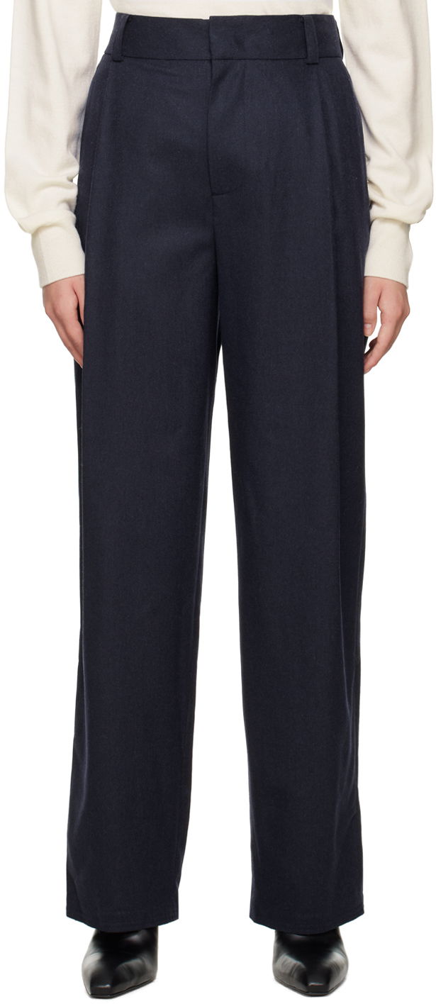 Housut We11done Wide-Leg Trousers Tummansininen | WD-PT3-22-246-W-NV