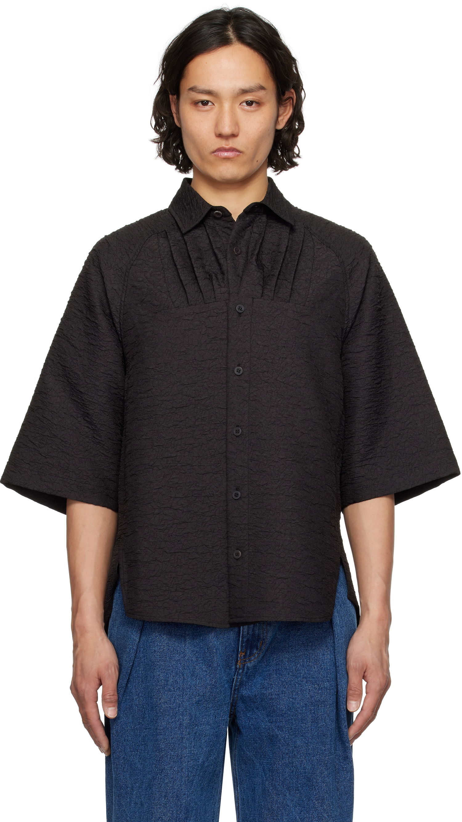 Paita ADER ERROR ADER error Product. 53 Textured Short Sleeve Shirt Musta | BO01SSSH0201BK, 0