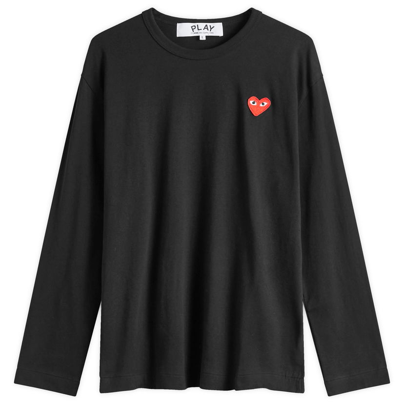T-paita Comme des Garçons Long Sleeve Logo T-Shirt Black/Red Musta | AX-T118-051-1