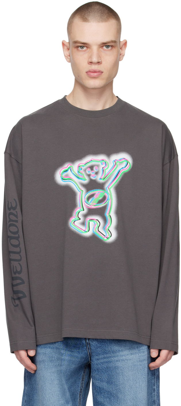 T-paita We11done We11done Teddy Graphic Long Sleeve T-Shirt Harmaa | WD-TT3-22-833-U-CH
