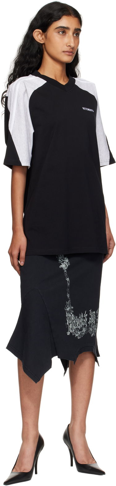 Hame VETEMENTS Vetements Cradle Of Filth Print Asymmetrical Midi Skirt Musta | WCF76SK690M, 3