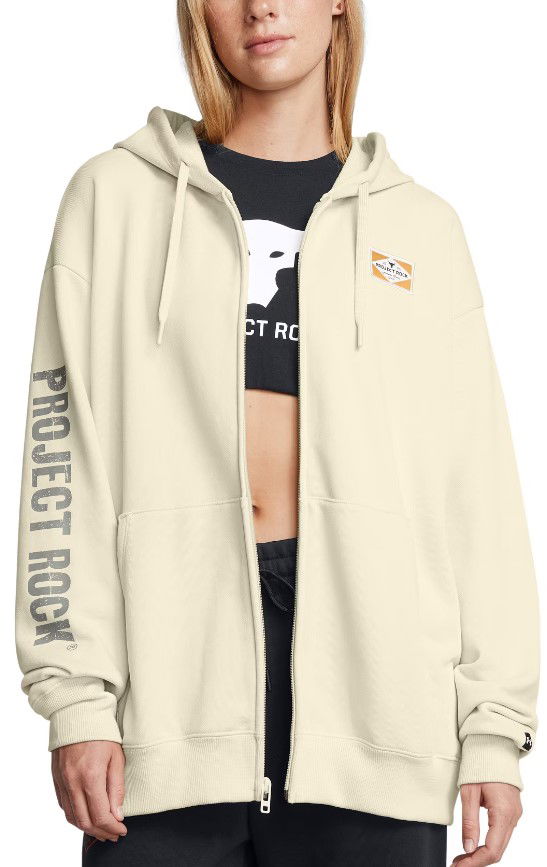 Huppari Under Armour Project Rock Hard at Work Full-Zip Hoodie Beige | 1386446-273
