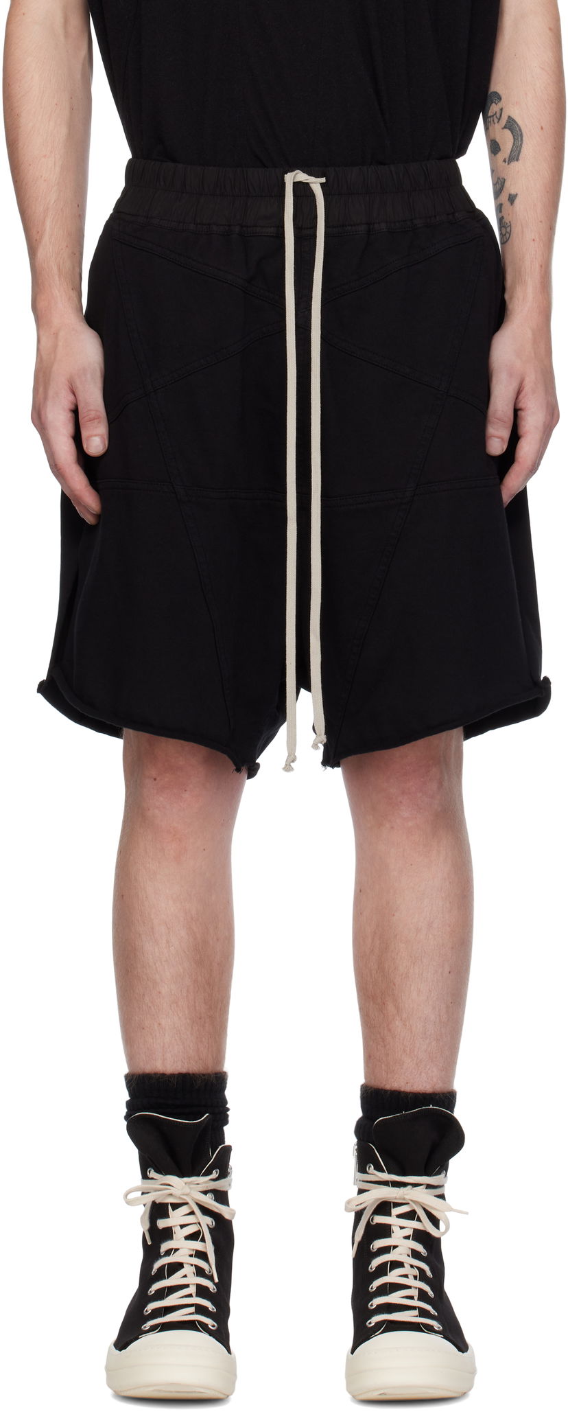 Shortsit Rick Owens Porterville Jersey Trucker Shorts Musta | DU02D2388 RIGET1