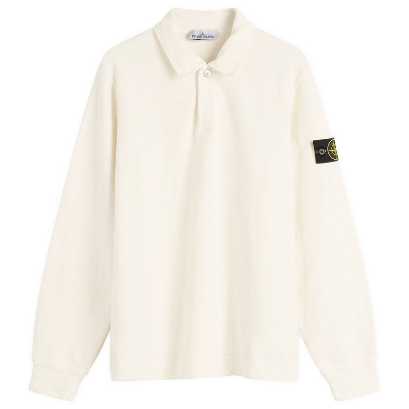 Poolopaita Stone Island Brushed Heavy Cotton Long Sleeve Polo Shirt, Size Large Valkoinen | K2S156100054-V0093