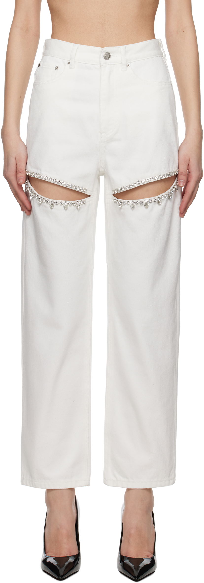 Jeans Area AREA Crystal Slit Jeans Valkoinen | 0000P01335