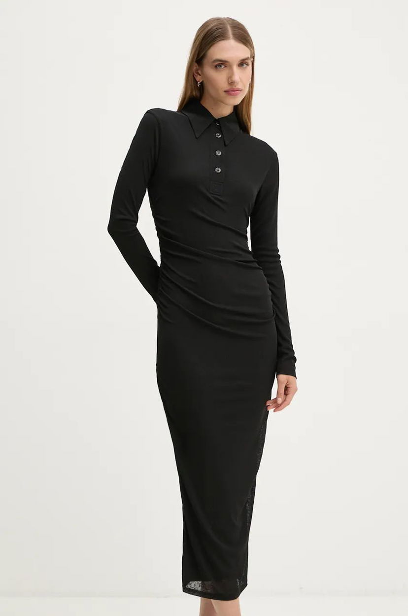 Mekko Nanushka Verity Midi Dress Musta | NW24CRDR00399