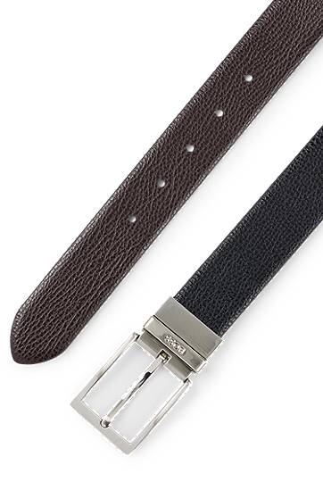 Vyöt BOSS Reversible belt in grained Italian leather with logo keeper Musta | 50447116, 1