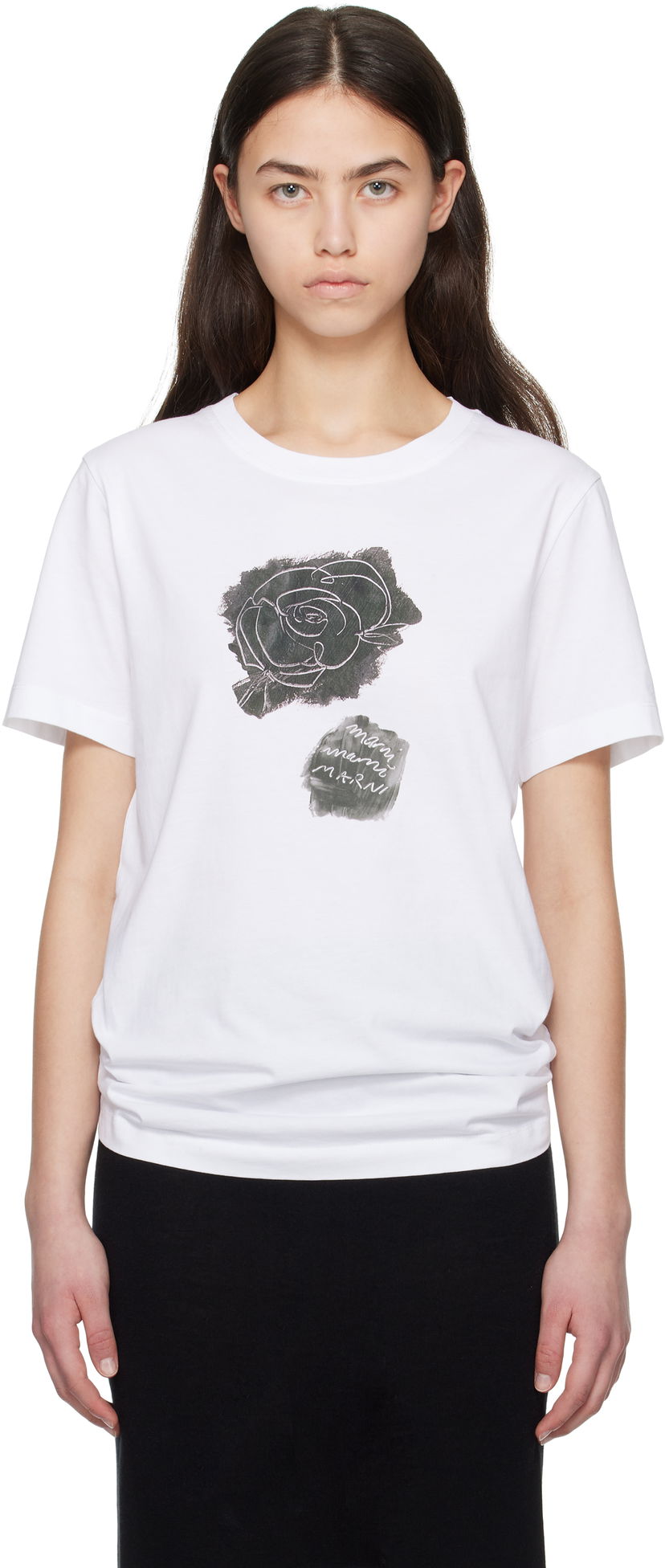 T-paita Marni Marni Brushed Rose Cotton Jersey T-Shirt Valkoinen | THJE0293PA USCX64