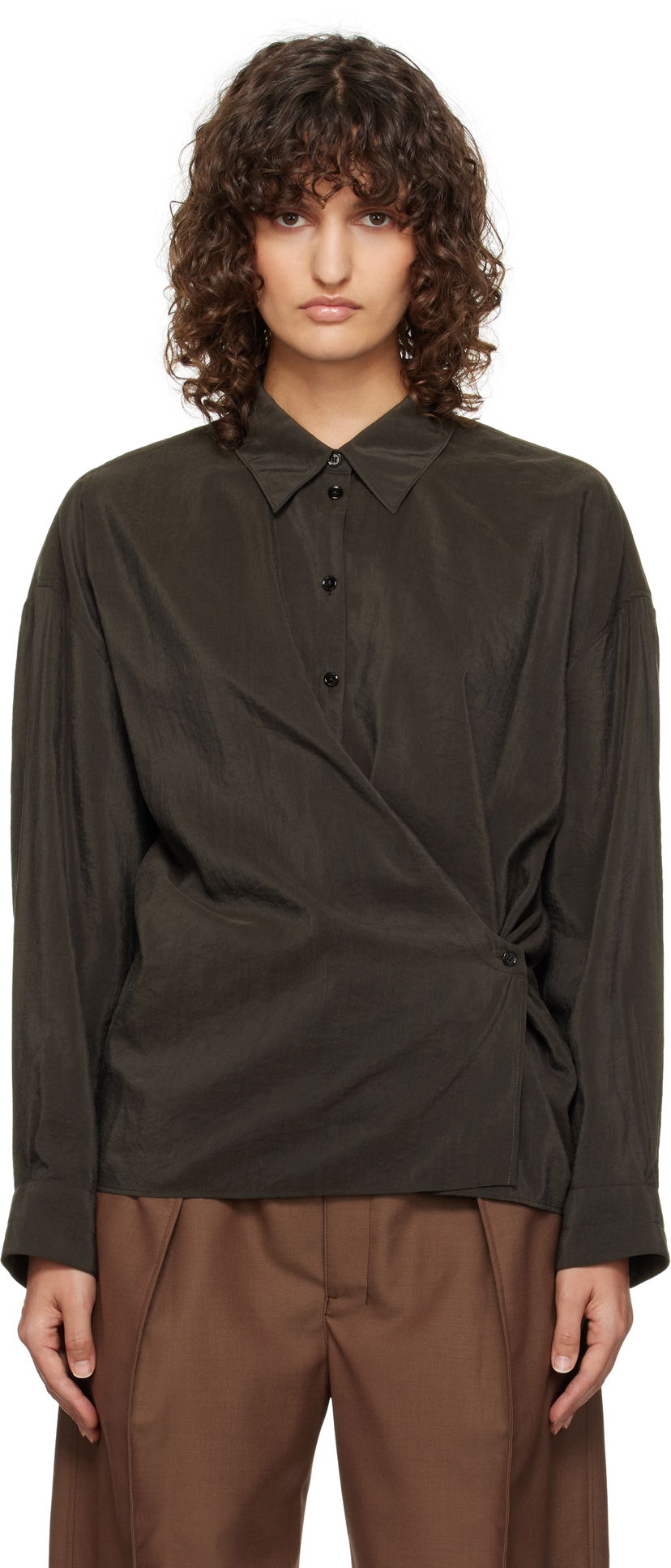 Paita LEMAIRE Lemaire Straight Collar Twisted Shirt Ruskea | SH1141 LF1308