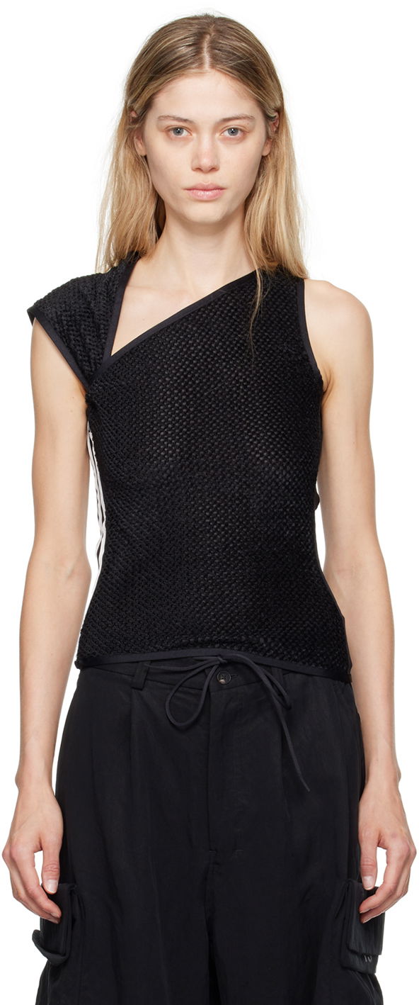Tankkitoppi Y-3 Asymmetrical Mesh Tank Top Musta | IW7502