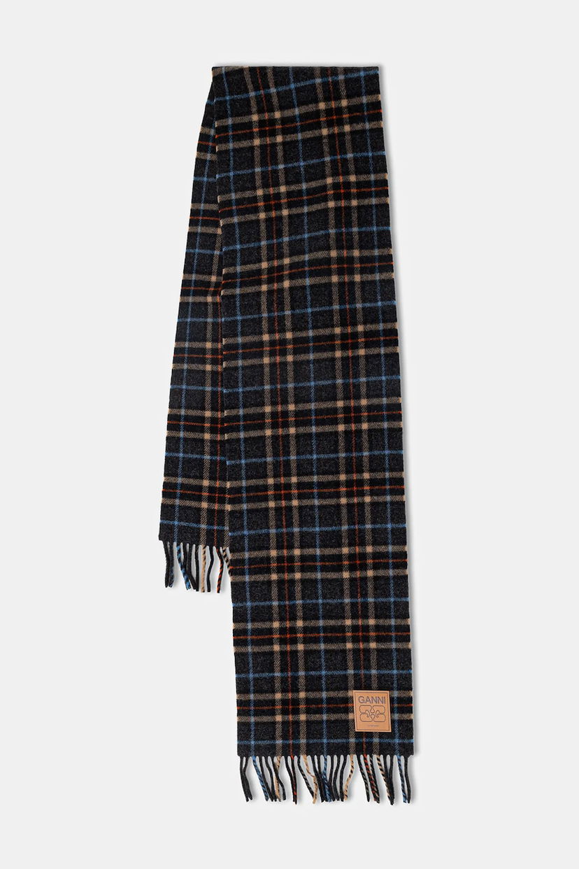 Huivi GANNI Double Face Wool Check Scarf Monivärinen | A6933
