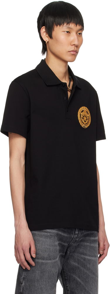 Poolopaita Versace Versace Embroidered Chain Crest Polo Musta | 1013906_1A13413, 1