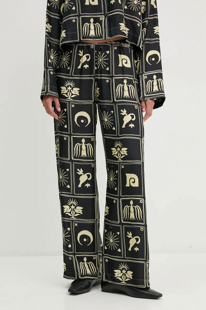 Housut Nanushka Silk Wide Leg Pants Musta | NW24PFOW05999