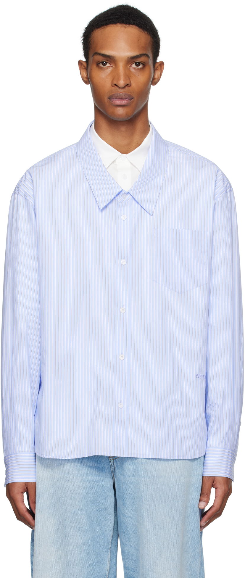 Paita We11done We11done Striped Layered Shirt Sininen | WD-SH2-25-182-M-BL