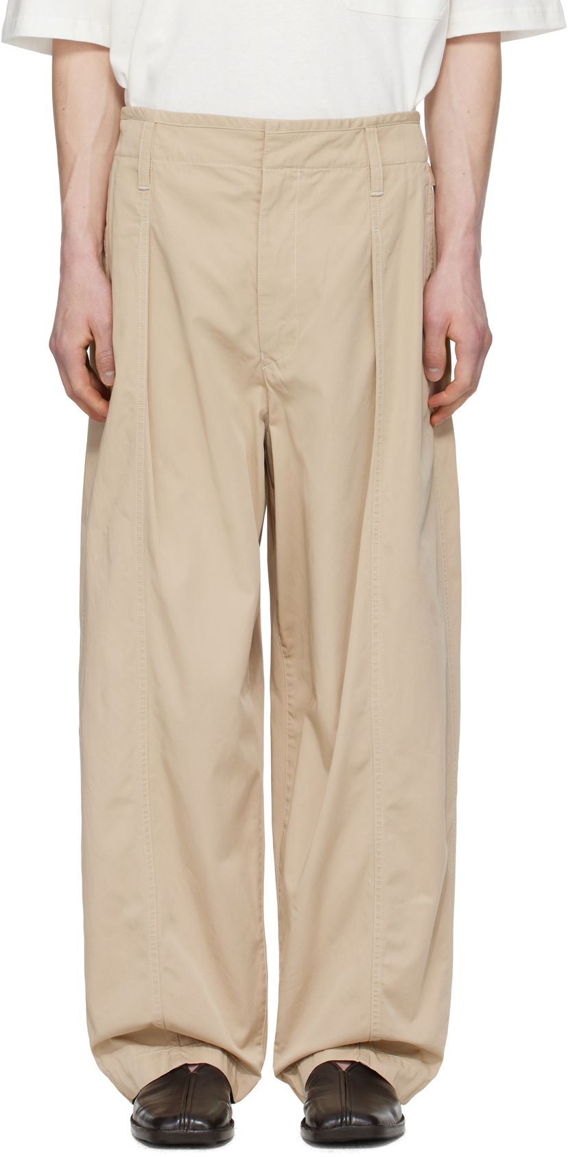 Housut LEMAIRE Lemaire Maxi Pleated Trousers Beige | PA1202 LF1352