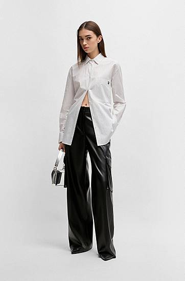 Cargo housut BOSS Loose Fit Faux Leather Cargo Trousers Musta | 50534209, 1
