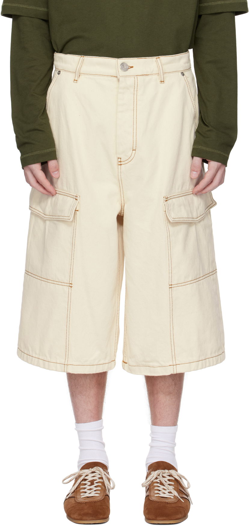 Shortsit AMI AMI Paris Cotton Wide Fit Cargo Bermuda Shorts Beige | HSO406.DE0039