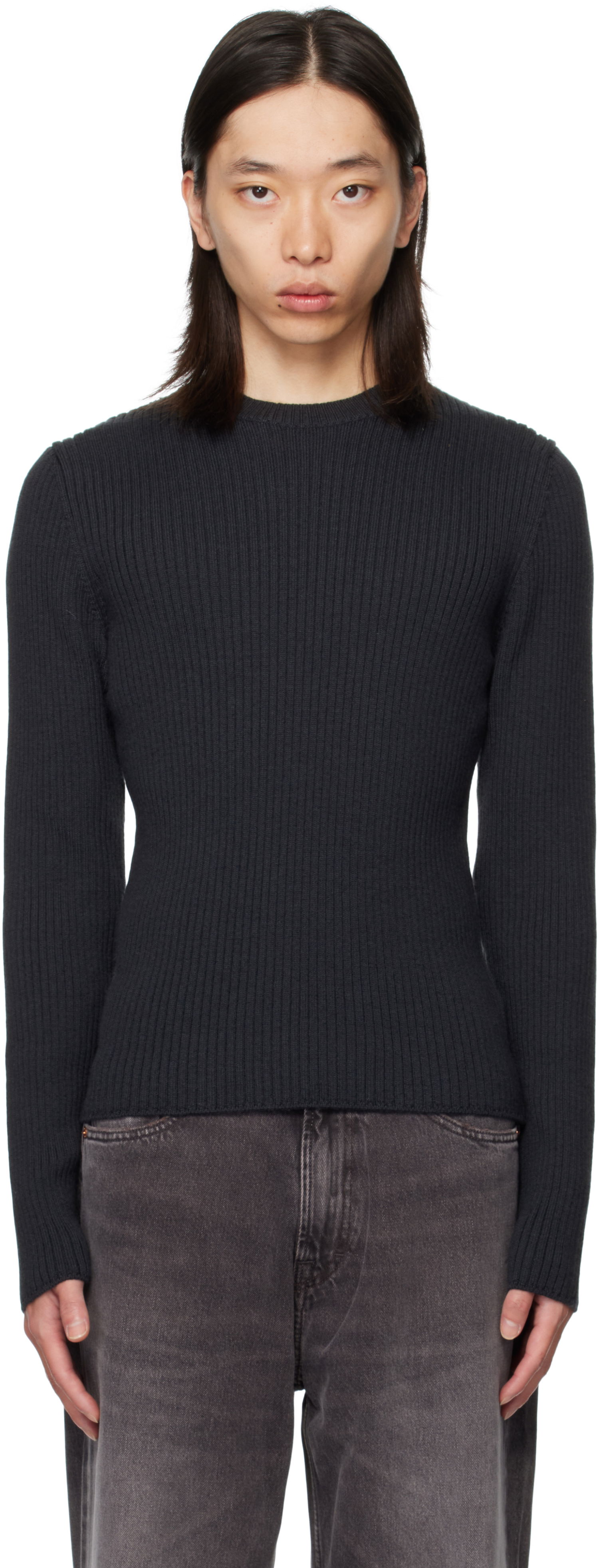 Villapaita OUR LEGACY OUR LEGACY Compact Round Neck Sweater Tummansininen | M4253CO, 0