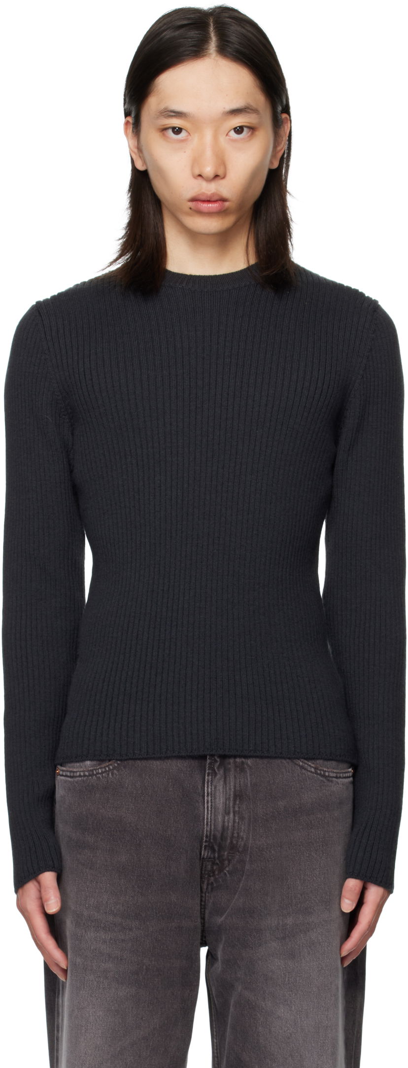 Villapaita OUR LEGACY OUR LEGACY Compact Round Neck Sweater Tummansininen | M4253CO