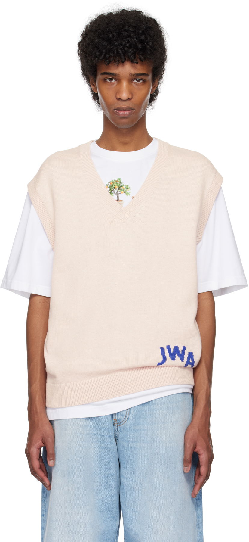Liivi JW Anderson JW Anderson 'JWA' V-Neck Knit Vest Vaaleanpunainen | KW1349-YN0398