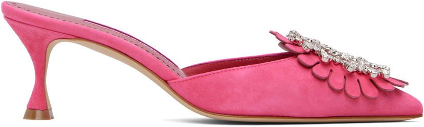 Tennarit ja kengät Manolo Blahnik Manolo Blahnik Shogmu Suede Mules with Crystal Embellishment Vaaleanpunainen | 125-2854