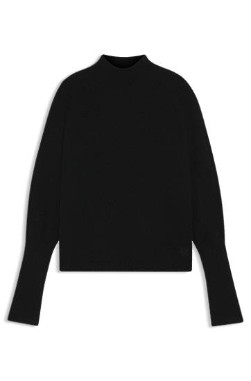 Villapaita BOSS Relaxed-fit mock-neck sweater in a wool blend Musta | 50548251