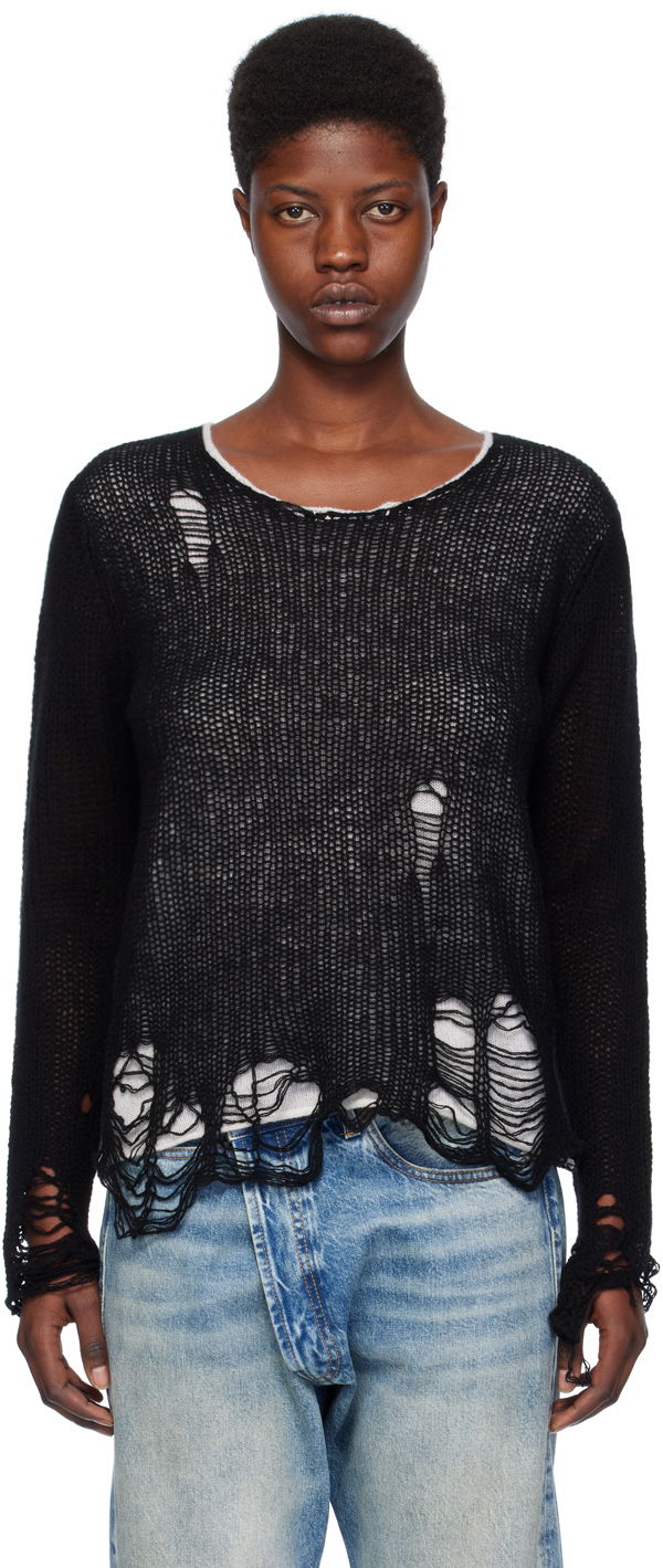 Villapaita R13 R13 Layered Distressed Knit Sweater Musta | R13WY206-Y122B