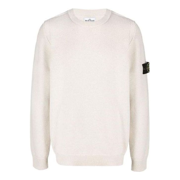 Villapaita Stone Island Stone Island Logo Patch Knit Sweater Beige | 7915508A3-V0097