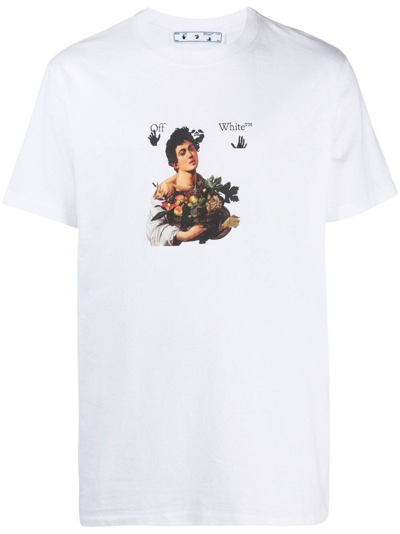 T-paita Off-White Caravaggio Boy T-shirt White/Black Valkoinen | OMAA027S21JER0110110