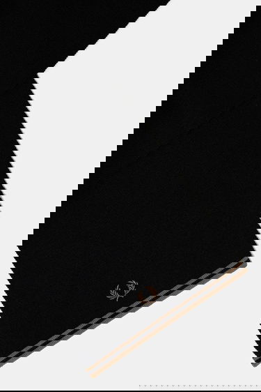 Huivi Fred Perry Wool-Blend Knitted Scarf with Wooden Ring and Striped Hem Musta | C9152, 1