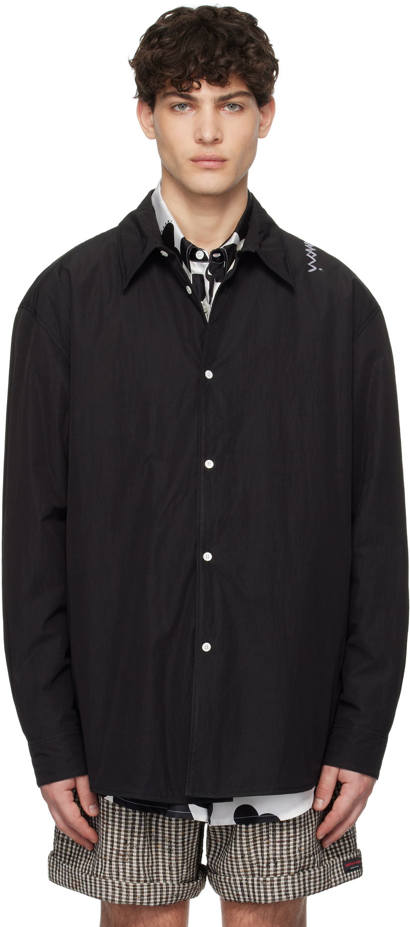 Paita Marni Marni Crinkled Nylon Blend Overshirt Musta | CUMU0333SW UTP786