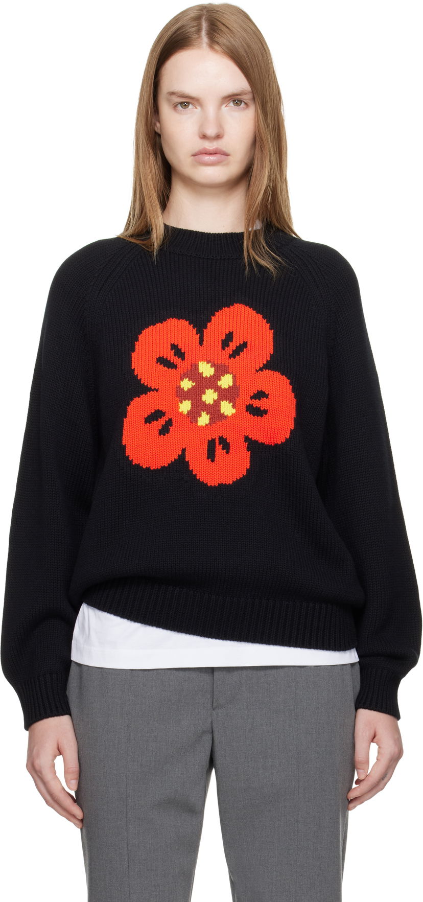 Villapaita KENZO Kenzo Paris 'Boke Flower' Knit Sweater Musta | FF62PU7193LA