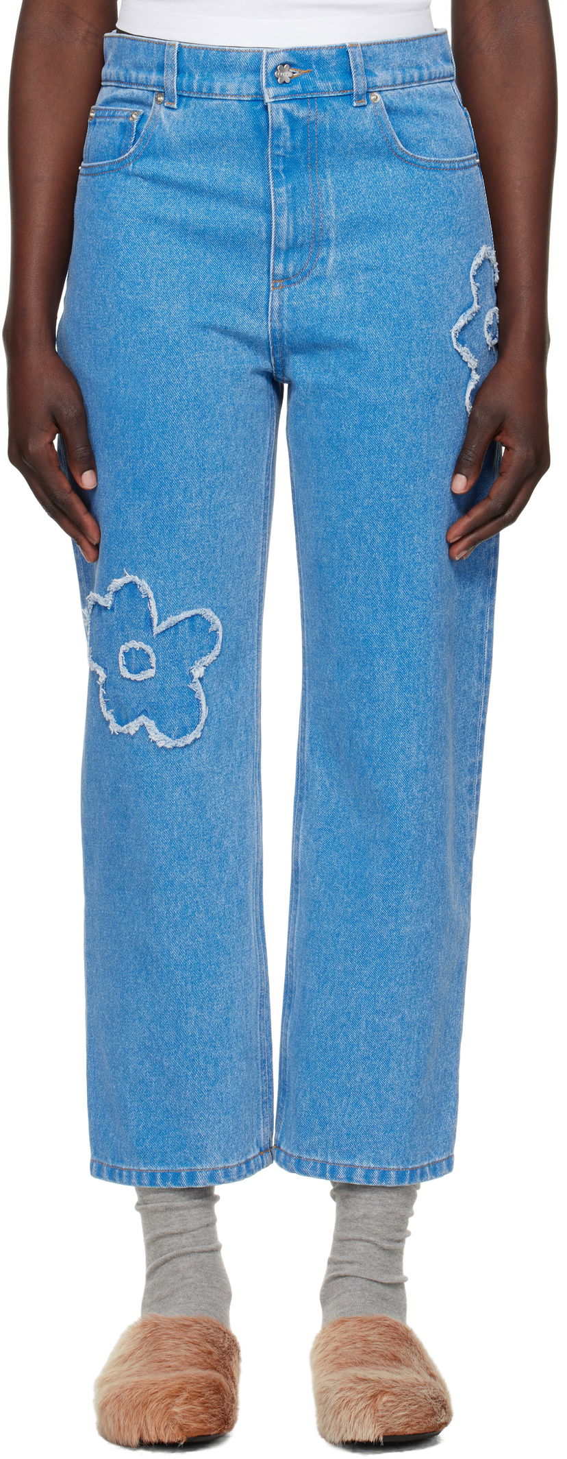 Jeans Marni Marni Boyfriend Jeans with Flower Appliqué Sininen | PAJD0425Q2 USCX34