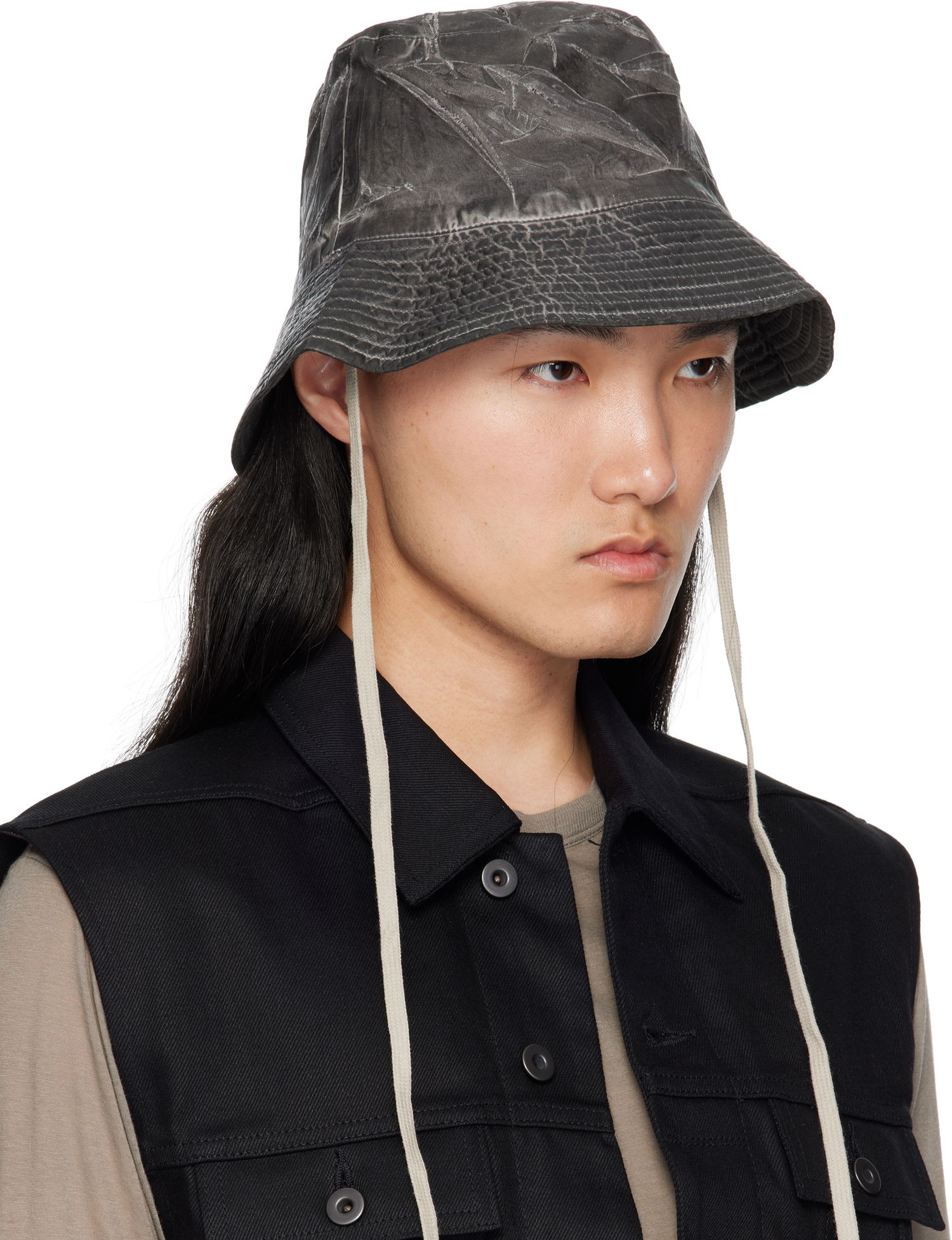 Hattu Rick Owens Rick Owens DRKSHDW Hollywood Gilligan Bucket Hat Musta | DA01E3479 PF, 1
