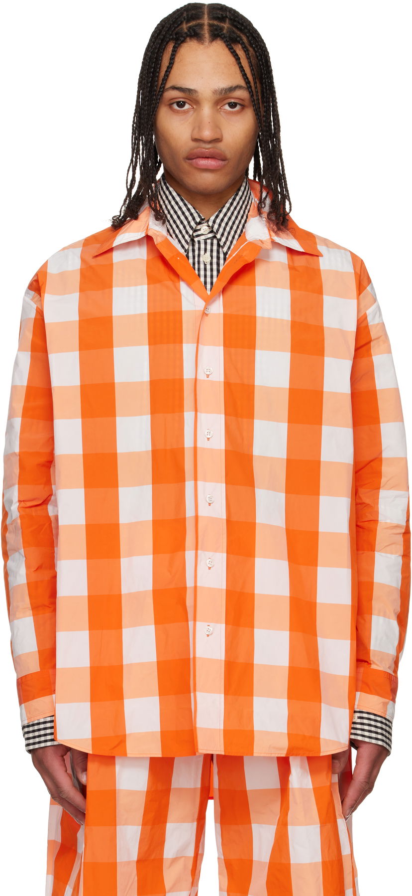 Paita Walter Van Beirendonck Walter Van Beirendonck Maxi Gingham Button-Up Shirt Oranssi | 6002