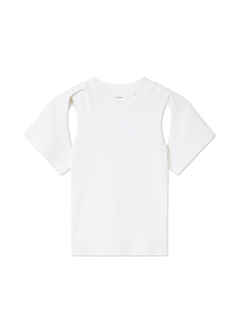 T-paita AXEL ARIGATO Solar Cut-Out Shoulder T-Shirt Valkoinen | A3418001