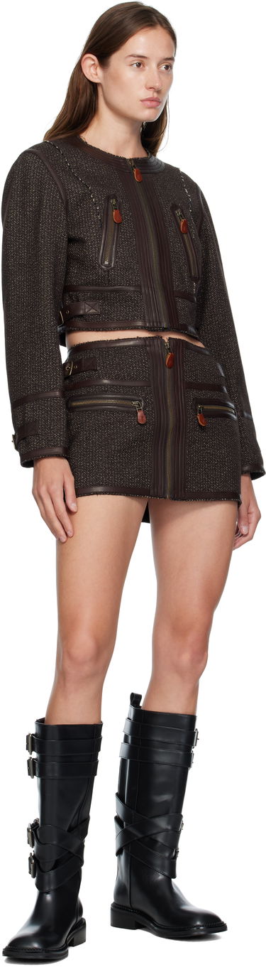 Takki R13 R13 Stitch Detail Cropped Crewneck Jacket Ruskea | R13WR449-R567A, 3