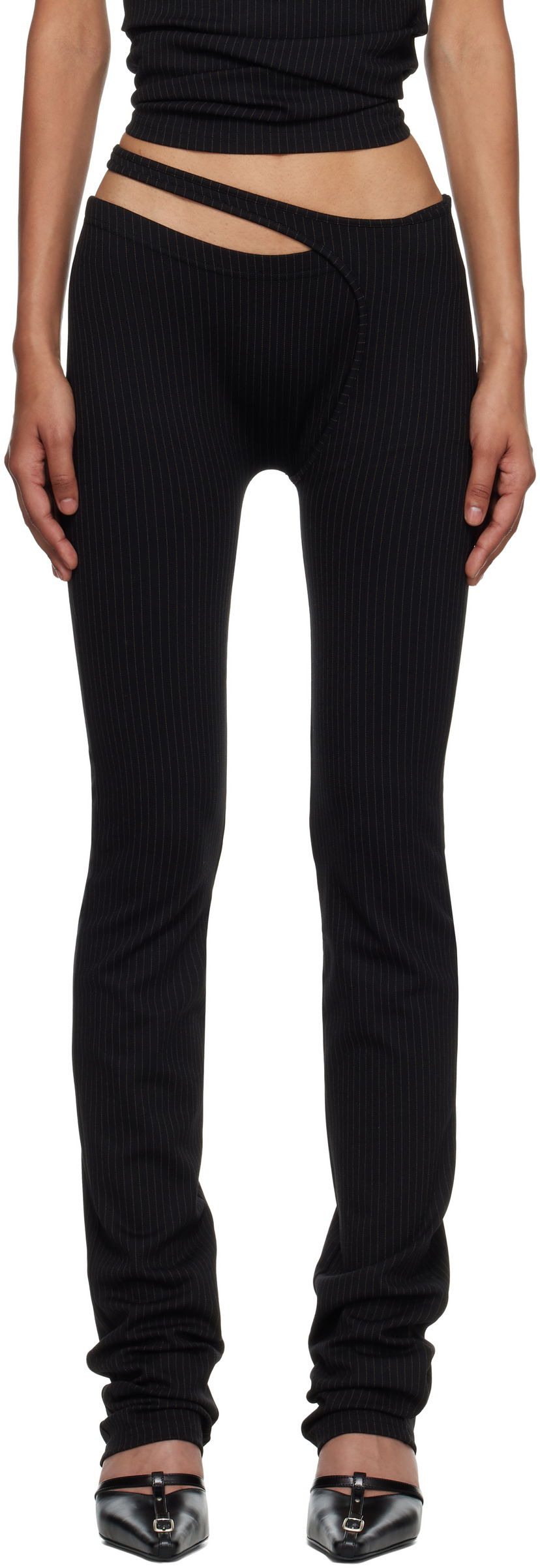 Leggingsit Ottolinger Ottolinger Ada Pinstripe Leggings Musta | 102-800603-03
