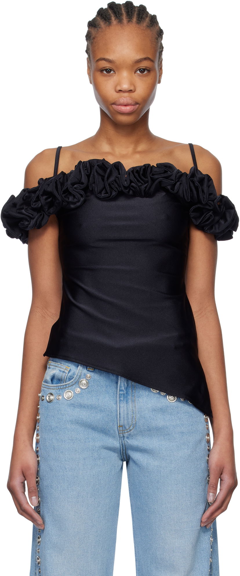 Tankkitoppi Coperni Coperni Ruffle Camisole Top Musta | COPT79F5001