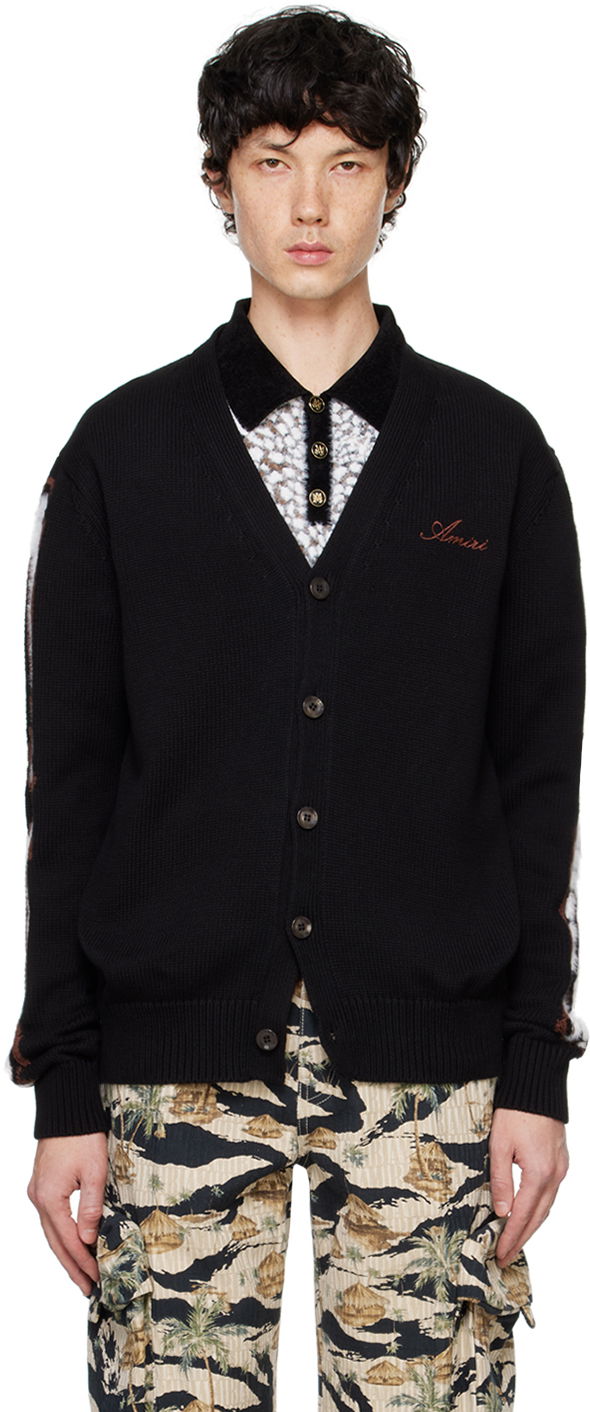 Villapaita AMIRI AMIRI Leopard Bones Cardigan Musta | AMKNCD1035