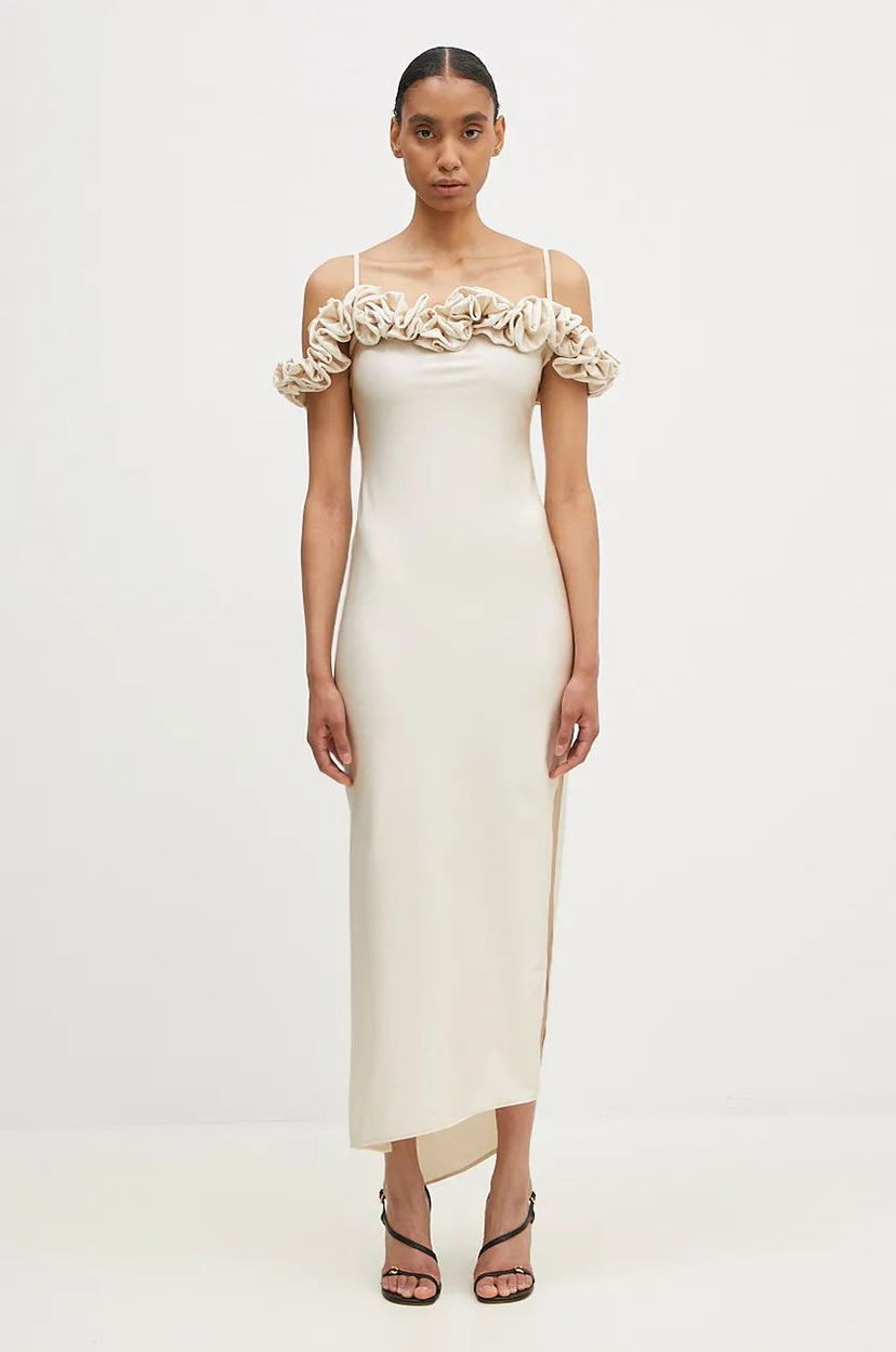 Mekko Coperni Maxi Ruffle Dress Beige | COPR113545