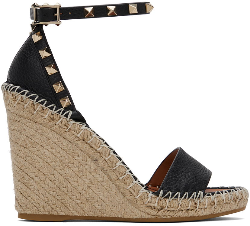 Tennarit ja kengät Valentino Valentino Garavani Double Rockstud Wedge Espadrilles Musta | 5W2S0090VTO