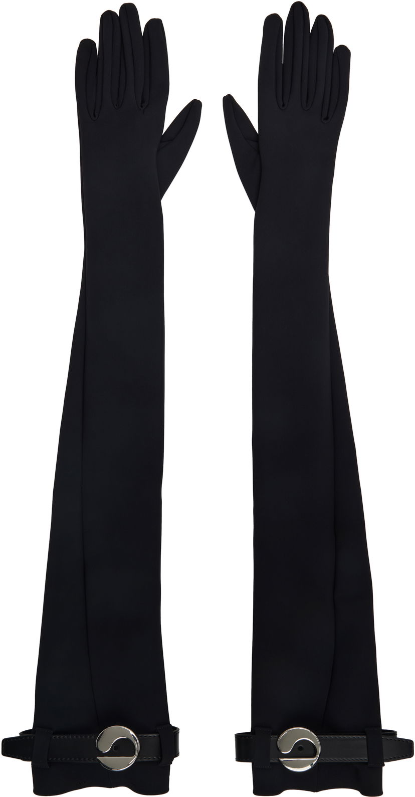 Käsineet Coperni Coperni Logo Belted Jersey Long Gloves Musta | COPAC06F5030